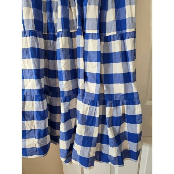 WHIT TWO $228 Anthropologie Gingham Tiered Midi Dress in Blue Motif, Size S - Picture 4 of 10